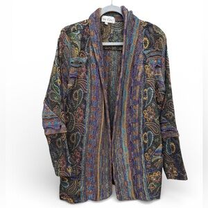 Vintage The Icing Multicolor Paisley Knit Tapestry  Cardigan Blazer